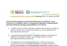 Reprueba IMSS actos de violencia en el HGZ No. 2 de SLP