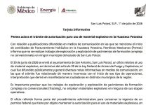 Pemex descarta operaciones de ‘fracking’ en la Huasteca Potosina y aclara el uso preventivo de explosivos