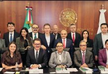 Acompaña Yáñez Centeno a Rosa Icela Rodríguez a su comparecencia ante el Jucopo del Senado de la República